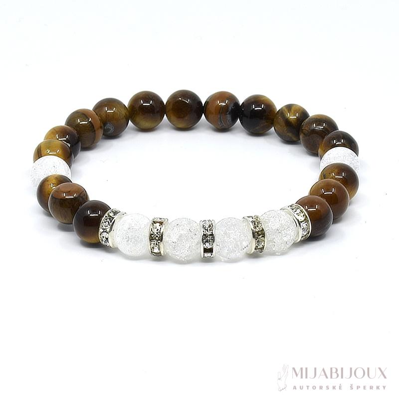 Náramek z minerálů tygří oko a křišťál