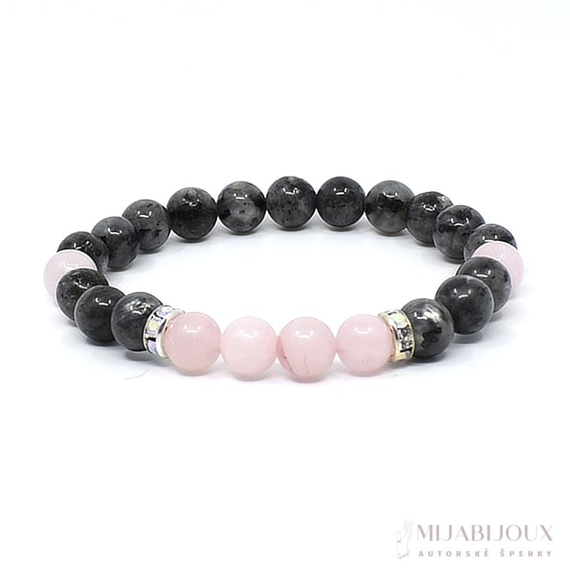 Náramek z minerálů labradorit a růženín