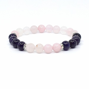 Náramek z minerálů růženín a ametyst