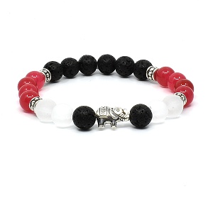 Náramek z minerálů jadeit, láva a křišťál