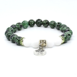 Náramek z minerálů zoisit a jadeit