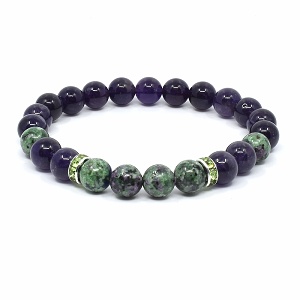 Náramek z minerálů ametyst a zoisit