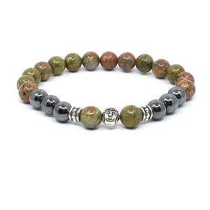 Náramek z minerálů unakit a hematit