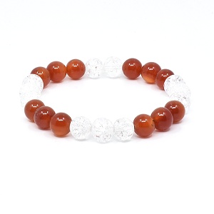 Náramek z minerálů karneol a křišťál