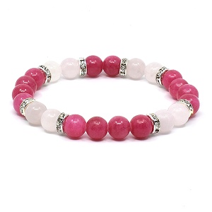 Náramek z minerálů jadeit a růženín