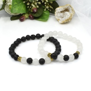 Partnerské náramky z lávy a křišťálu