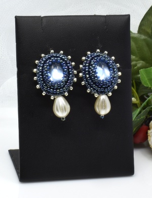 Modré náušnice klipsy