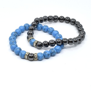 Partnerské náramky z minerálů tyrkys a hematit