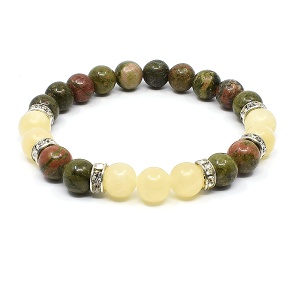 Náramek z minerálů jadeit a unakit