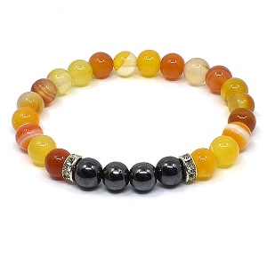 Náramek z minerálů achát a hematit II