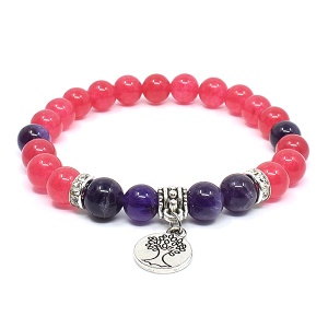 Náramek z minerálů jadeit a ametyst