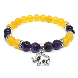 Náramek z minerálů ametyst a jadeit