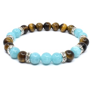 Náramek z minerálů amazonit a tygří oko