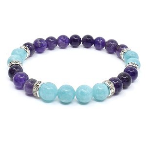 Náramek z minerálů ametyst a amazonit