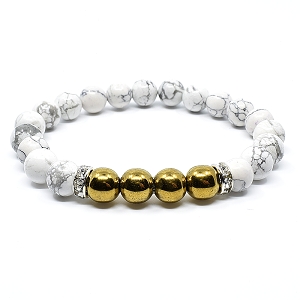 Náramek z minerálů howlit a hematit