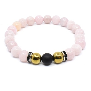 Náramek z minerálů růženín, hematit a onyx