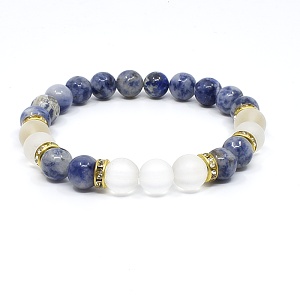 Náramek z minerálů sodalit a křišťál II