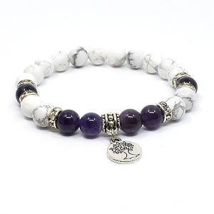 Náramek z minerálů howlit a ametyst II