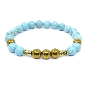 Náramek z minerálů tyrkys a hematit