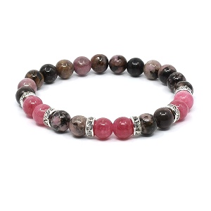 Náramek z minerálů rodonit a jadeit