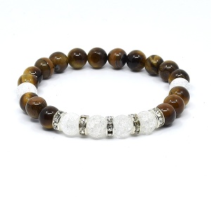 Náramek z minerálů tygří oko a křišťál