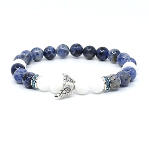 Náramek z minerálů sodalit a jadeit bílý