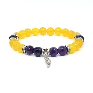 Náramek z minerálů chalcedon a ametyst