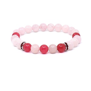 Náramek z minerálů růženín a jadeit