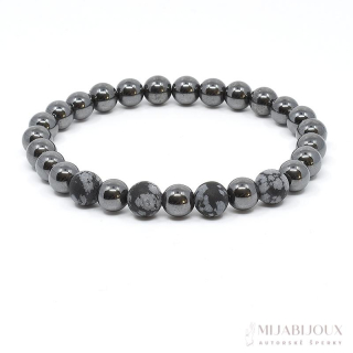 Náramek z minerálů hematit a obsidián
